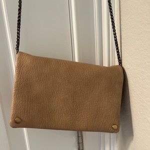 Beige chain crossbody purse